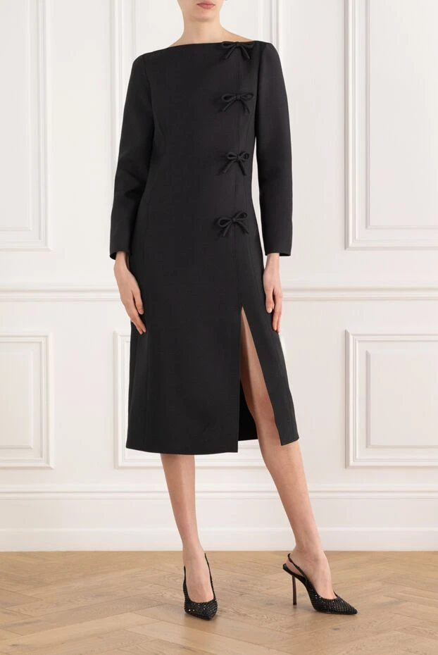 Valentino черное платье миди с бантами 187197 - фото 2