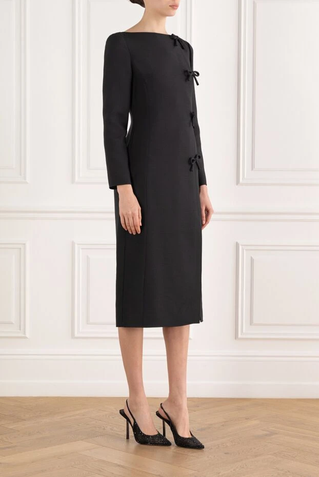 Valentino черное платье миди с бантами 187197 - фото 3
