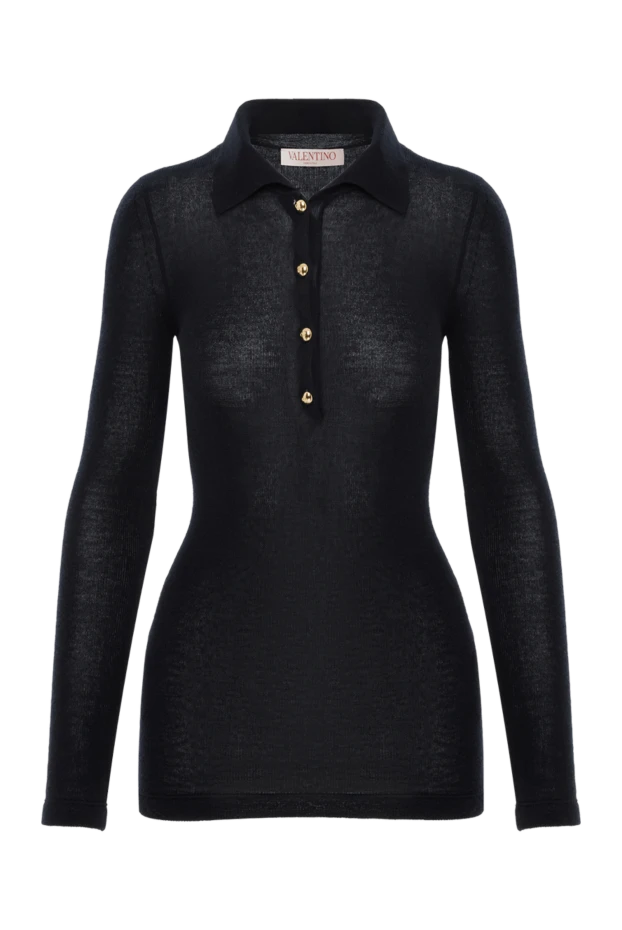 Warm cashmere polo with added silk women's blue - photo 1