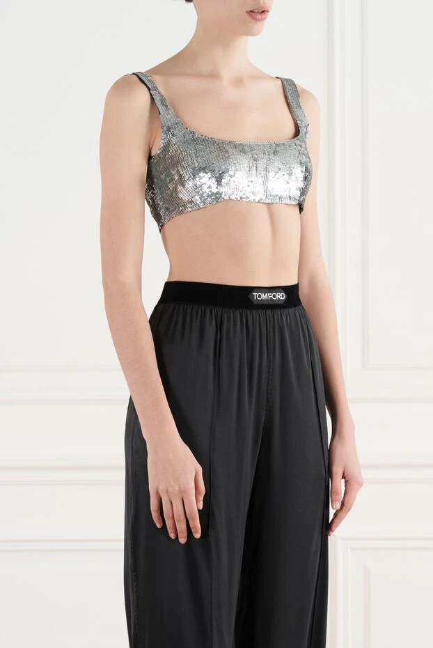 Valentino шелковый топ-бралетт украшенный пайетками 187206 - фото 3