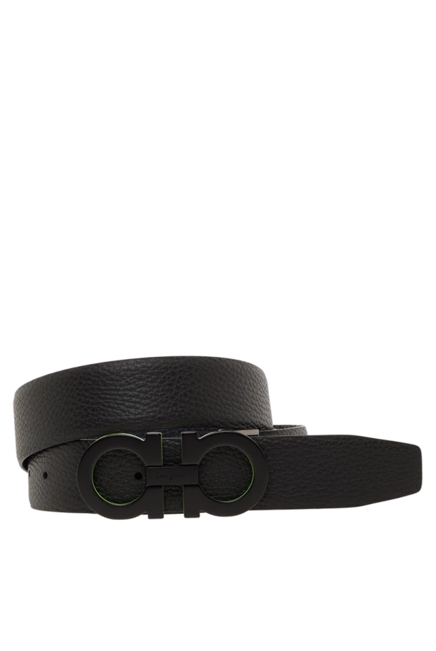 Full grain leather belt with Gancini buckle blue men's - photo 1