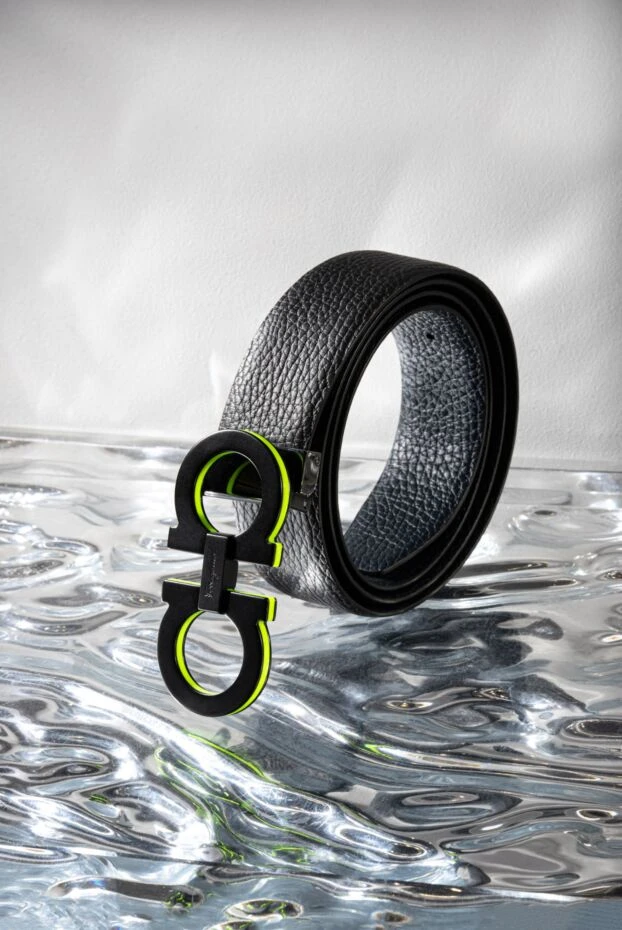 Salvatore Ferragamo ремень из зернистой кожи с пряжкой gancini синий мужской 187213 - фото 2