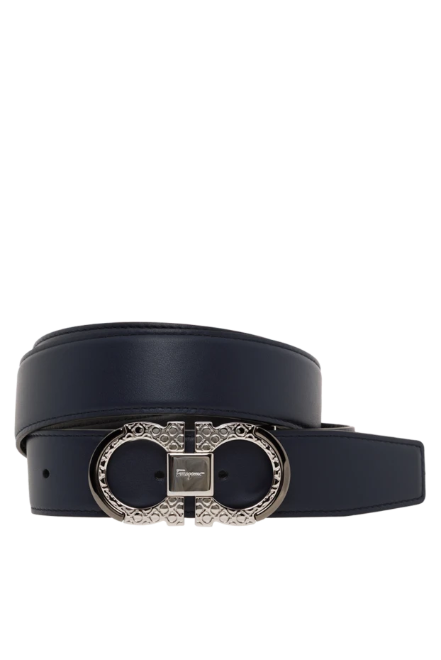 Мужской ремень двусторонний регулируемый синий - фото 1