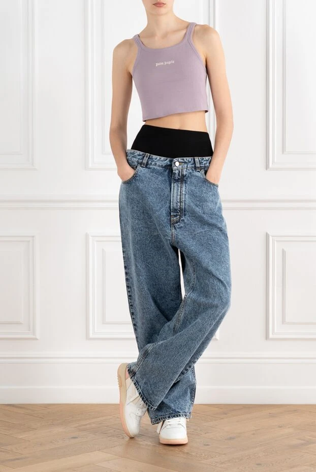 Palm Angels purple cotton top with round deep collar 187216 - photo 2