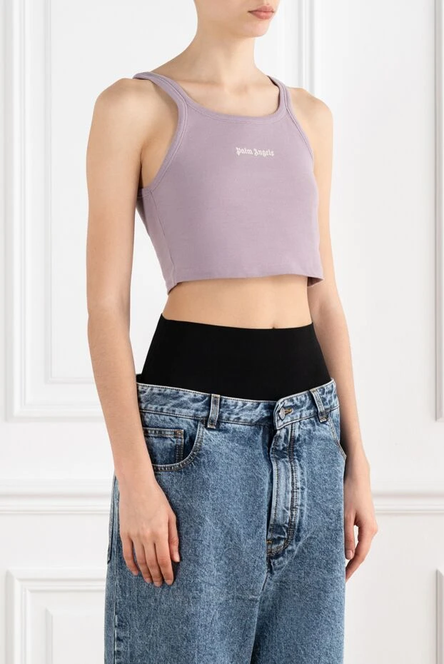 Palm Angels purple cotton top with round deep collar 187216 - photo 3