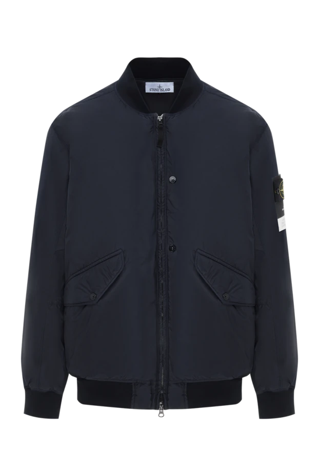 Бомбер темно-синий с логотипом на рукаве - фото 1