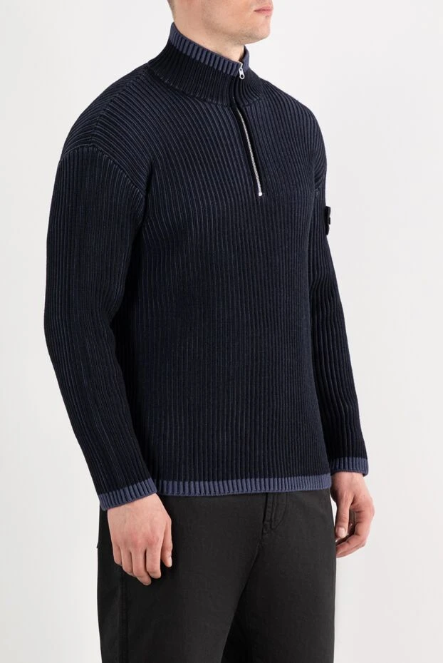 Stone Island men's blue ribbed sweater made of natural wool 187221 - photo 3