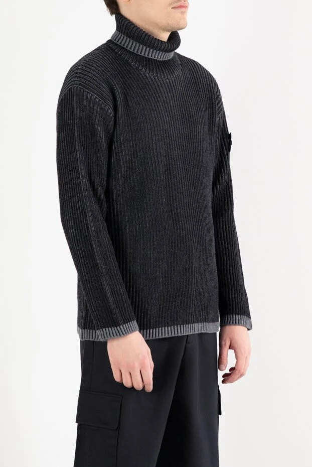 Stone Island серый гольф из шерсти в рубчик с окантовкой 187222 - фото 3