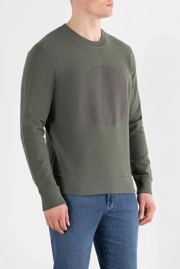 Stone Island свитшот мужской зеленый из хлопка с круглым вырезом 187225 - фото 3