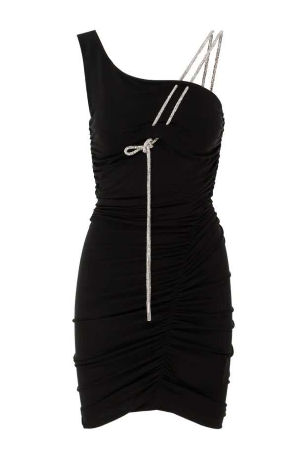 Black asymmetrical crepe mini dress - photo 1