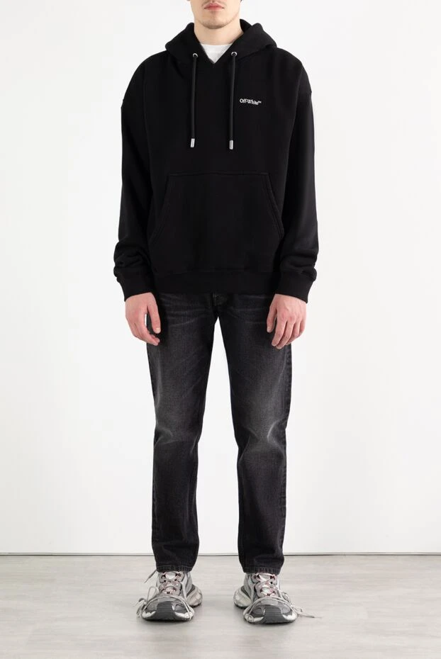 Off-White мужское худи из мягкого трикотажа с капюшоном и карманом кенгуру 187238 - фото 2