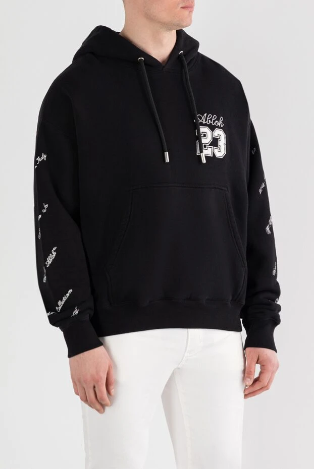 Off-White худи из хлопкового джерси черное мужское с вышивкой 23 187242 - фото 3