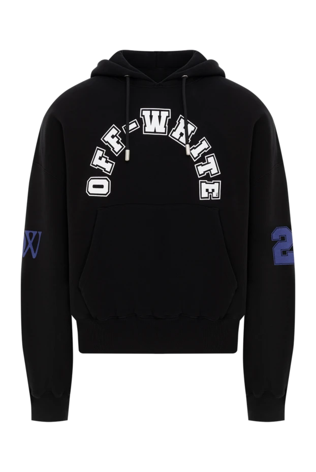 Men's black cotton hoodie with logo - photo 1