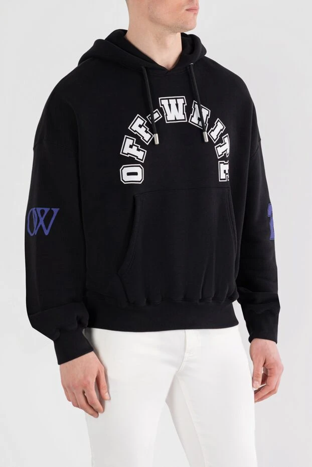 Off-White мужское черное хлопковое худи с логотипом 187244 - фото 3