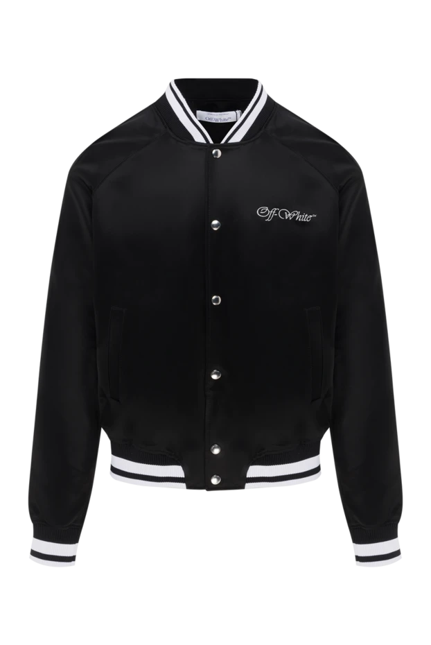 Куртка-бомбер черная мужская с контрастной отделкой - фото 1