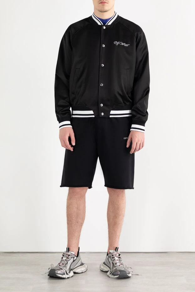 Off-White куртка-бомбер черная мужская с контрастной отделкой 187245 - фото 2