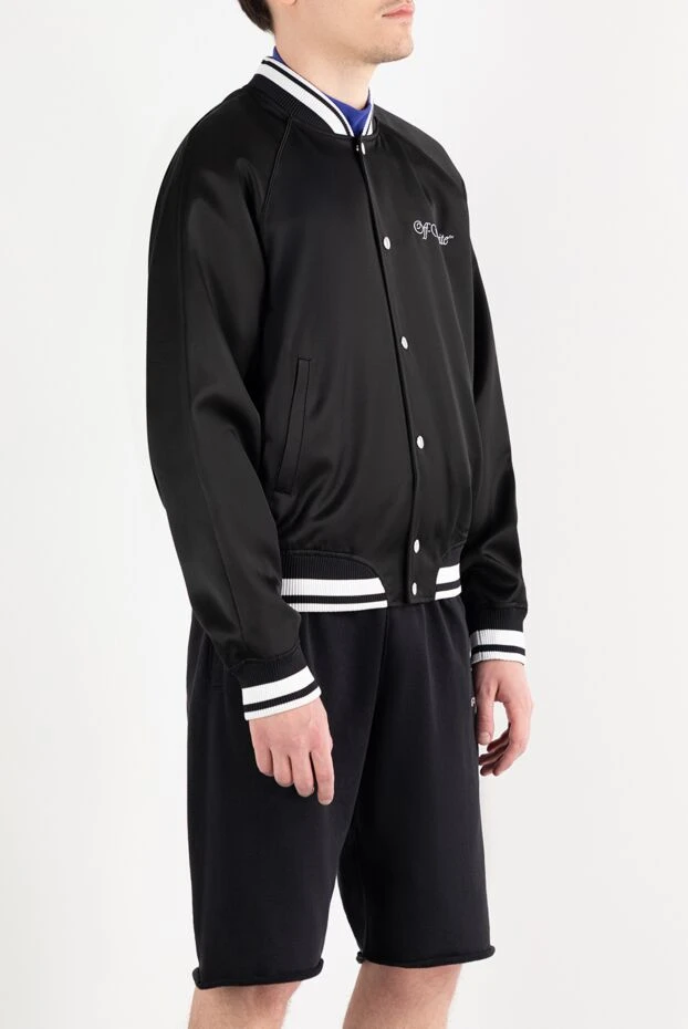 Off-White куртка-бомбер черная мужская с контрастной отделкой 187245 - фото 3
