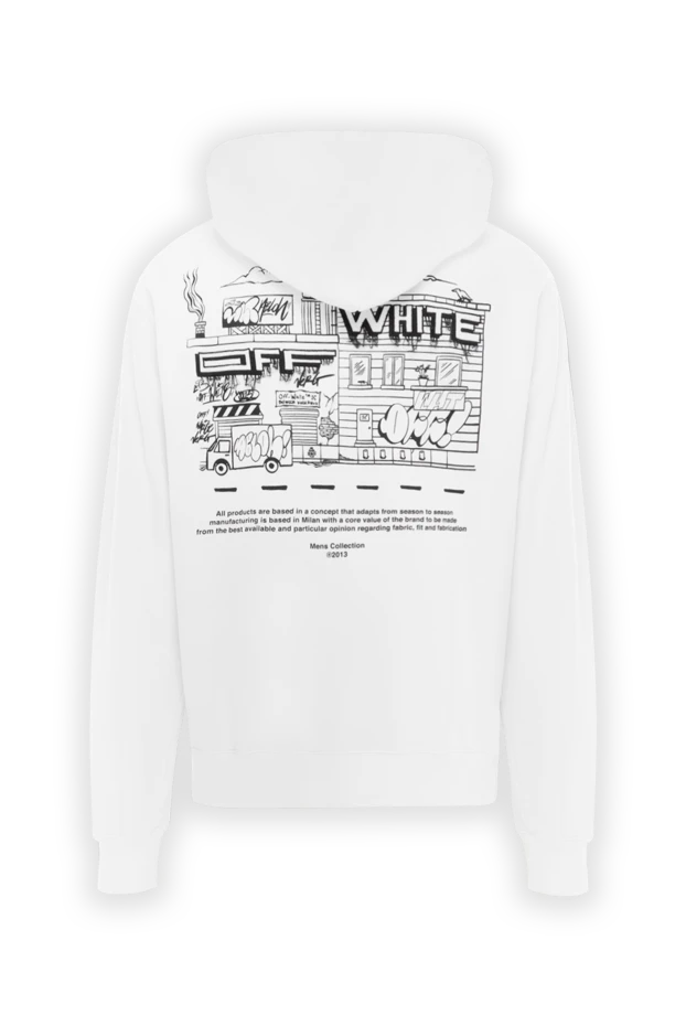 Белое худи из хлопка с контрастным Graffiti принтом W - фото 2