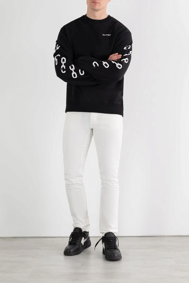 Off-White жеңдерінде контрастты баспасы бар қара свит көйлек 187250 - фото 2