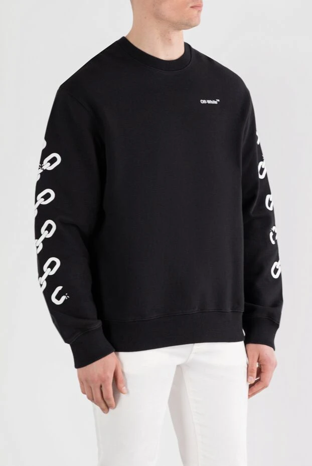 Off-White жеңдерінде контрастты баспасы бар қара свит көйлек 187250 - фото 3