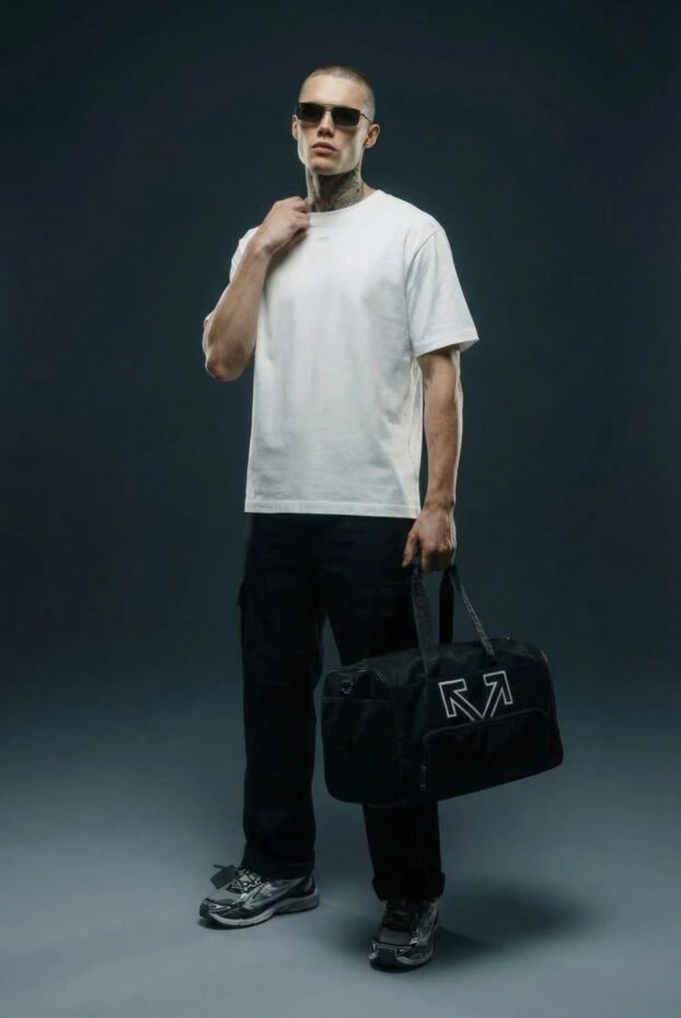 Off-White широкие брюки-карго черные мужские из хлопка 187253 - фото 2