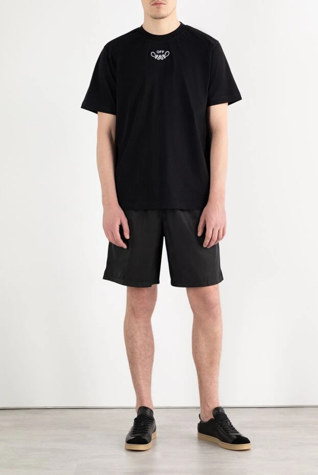 Black Men's Bandana Arrow Embroidered Cotton T-Shirt - photo 2