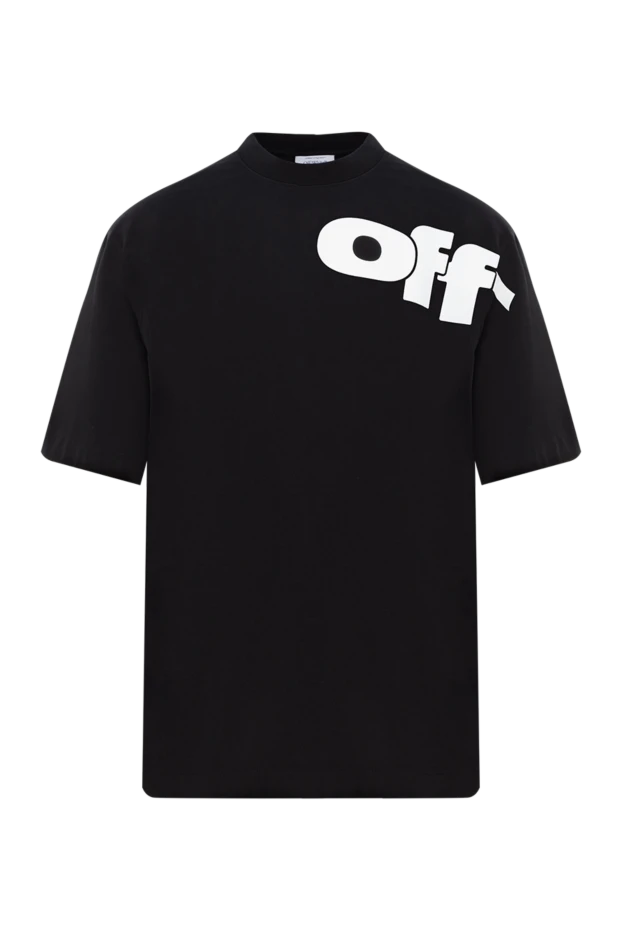 Off-White контрастты логотипті басып шығарылған қара үлкен өлшемді футболка 187267 - фото 1