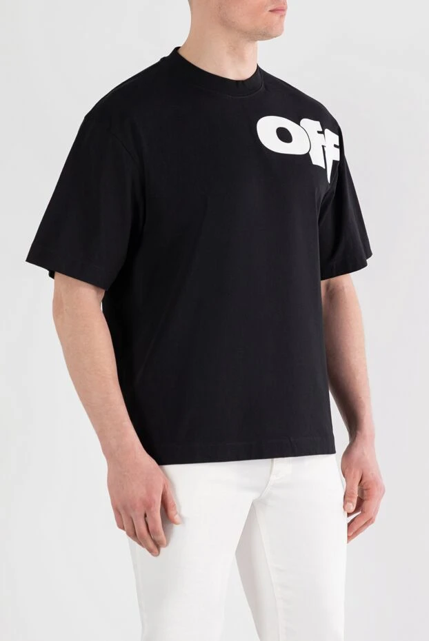 Off-White контрастты логотипті басып шығарылған қара үлкен өлшемді футболка 187267 - фото 3