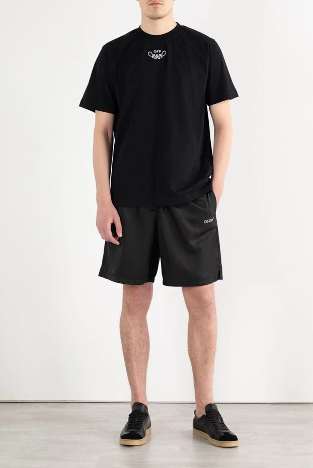 Off-White мужские длинные шорты черные с логотипом 187271 - фото 2