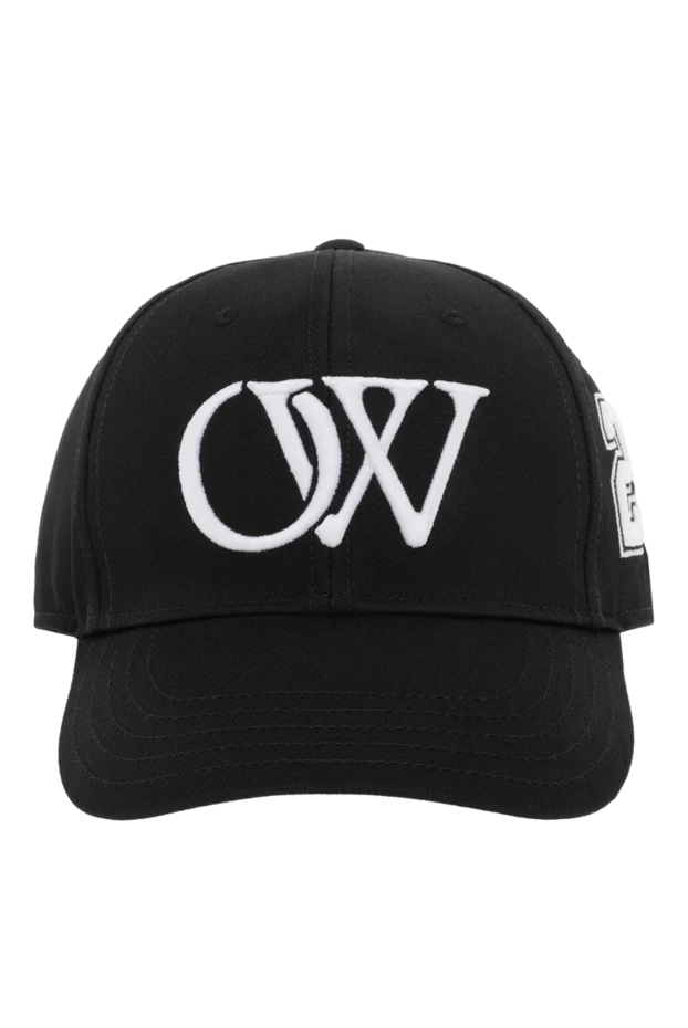 Хлопковая кепка-бейсболка с логотипом OW черная мужская - фото 1