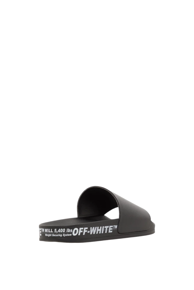 Off-White мужские шлепанцы с логотипом черные кожаные 187278 - фото 3