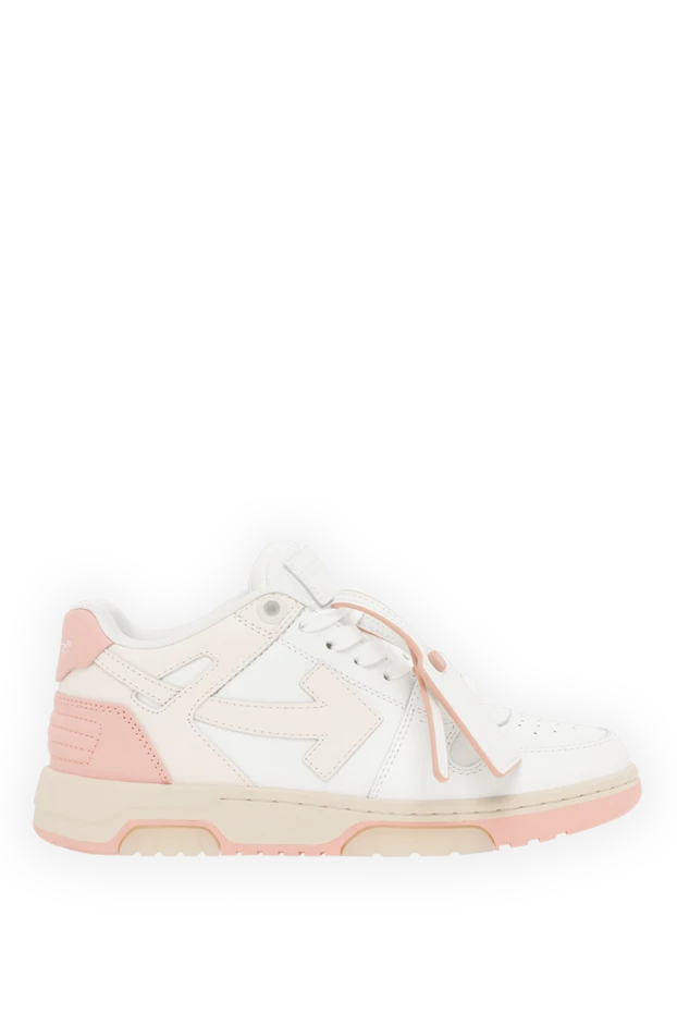 Қызғылт түсті кірістірулері бар әйелдердің ақ комбинирленген кроссовкалары - фото 1