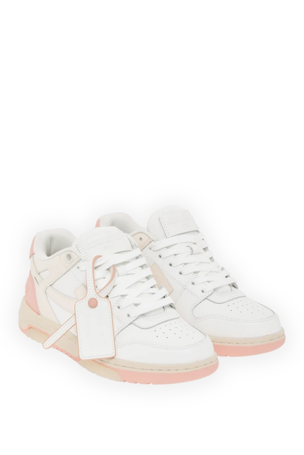 Off-White белые комбинированные кроссовки с розовыми вставками женские 187281 - фото 3