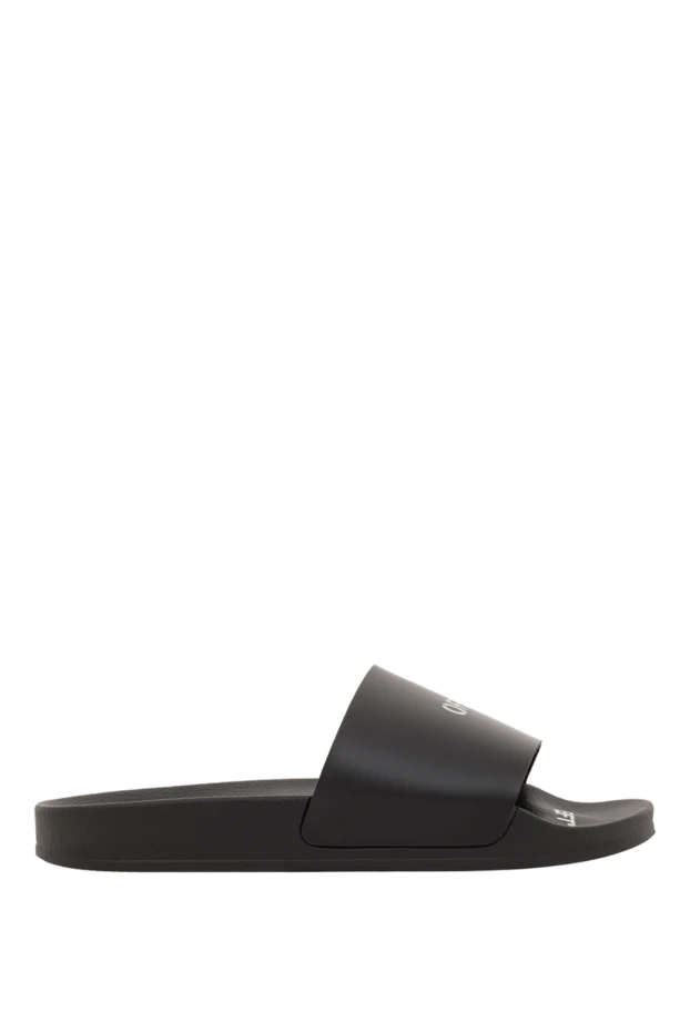 Резиновые черные шлепанцы женские с логотипом - фото 1