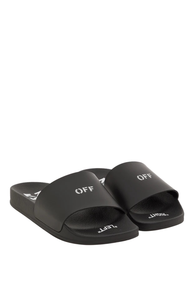 Off-White резиновые черные шлепанцы женские с логотипом 187282 - фото 3