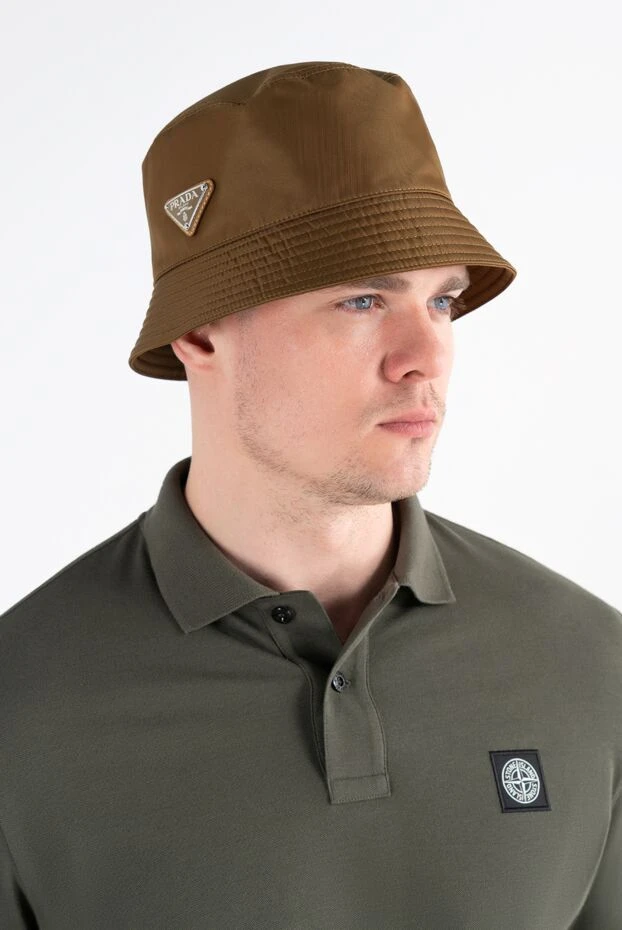 Prada панама коричневая мужская с логотипом 187284 - фото 2