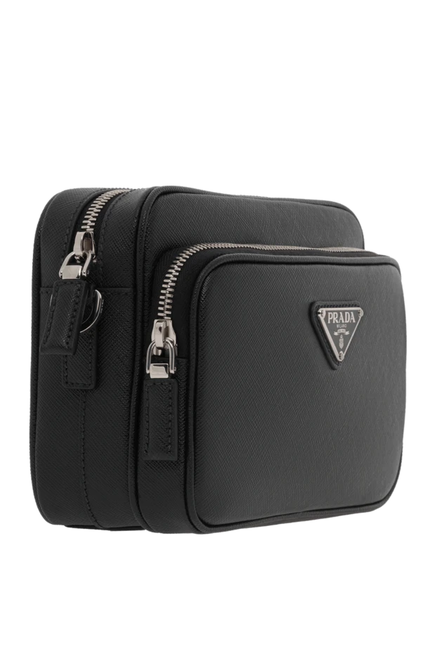 Prada сумка на плечо из сафьяновой кожи черная мужская 187285 - фото 3