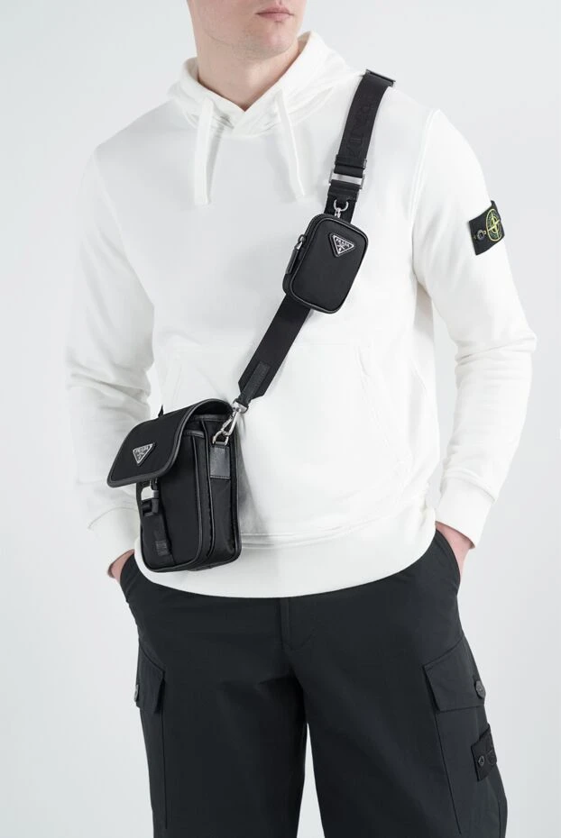 Prada текстильная сумка через плечо re-nylon мужская черная 187286 - фото 2