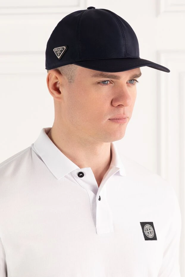 Prada бейсболка нейлоновая синяя с треугольным логотипом 187290 - фото 2