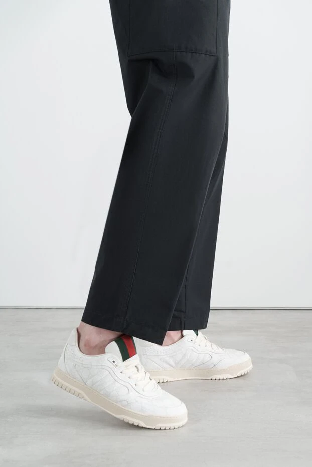 Gucci мужские кроссовки re-web белые кожаные 187294 - фото 2