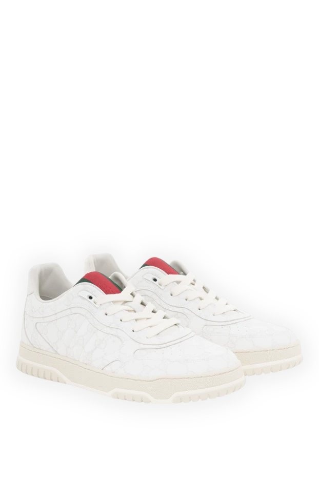 Gucci мужские кроссовки re-web белые кожаные 187294 - фото 3