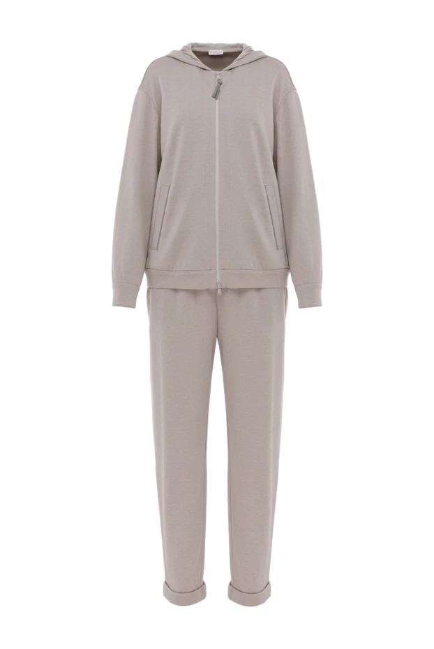 Спортивный костюм из хлопка и шелка с капюшоном серый - фото 1