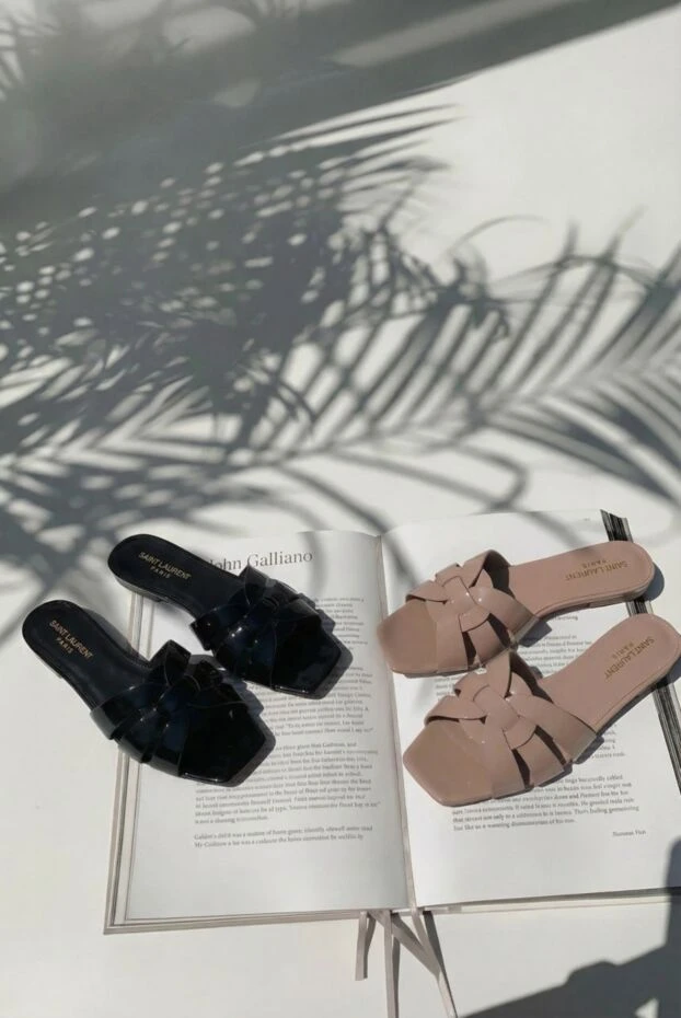 Saint Laurent tribute patent leather sandals beige 187314 - photo 2