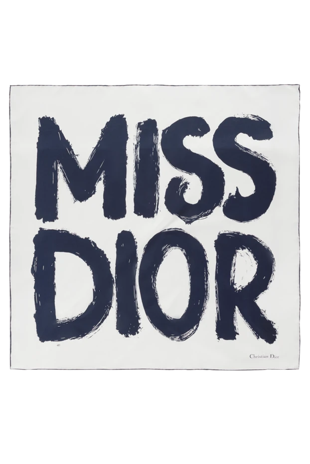 Женский шелковый платок Miss белый с логотипом - фото 1