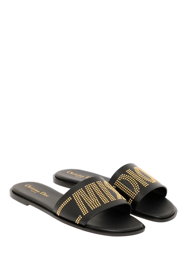 Dior dway gold plated calfskin slippers black 187322 - photo 3