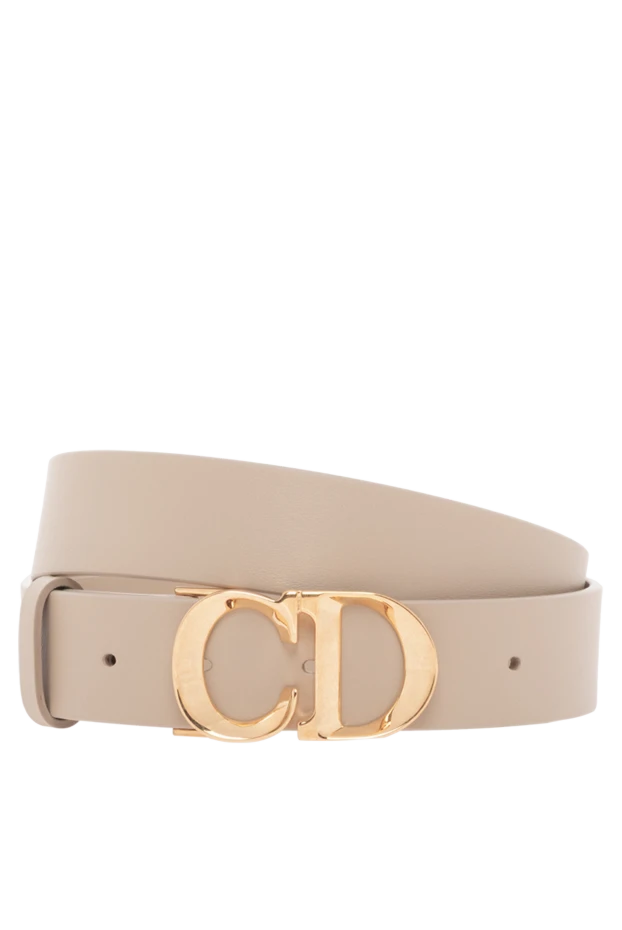 Ремень C'est из бежевой гладкой телячьей кожи - фото 1