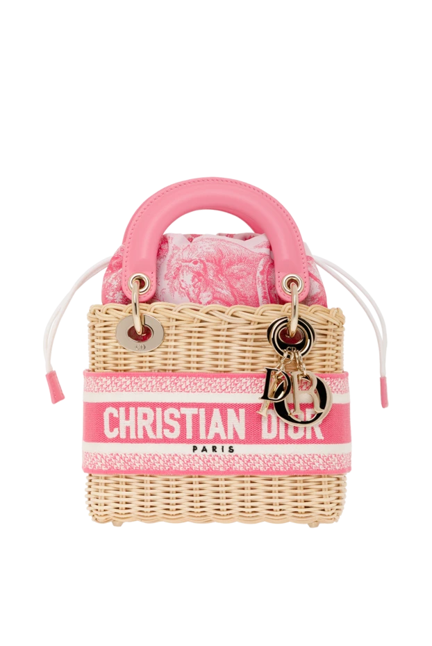 Straw bag with pink logo - photo 1