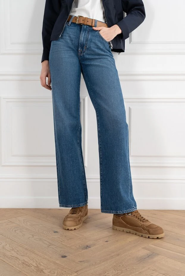 Prada кроссовки из коричневой замши и телячьей кожи женские 187339 - фото 3