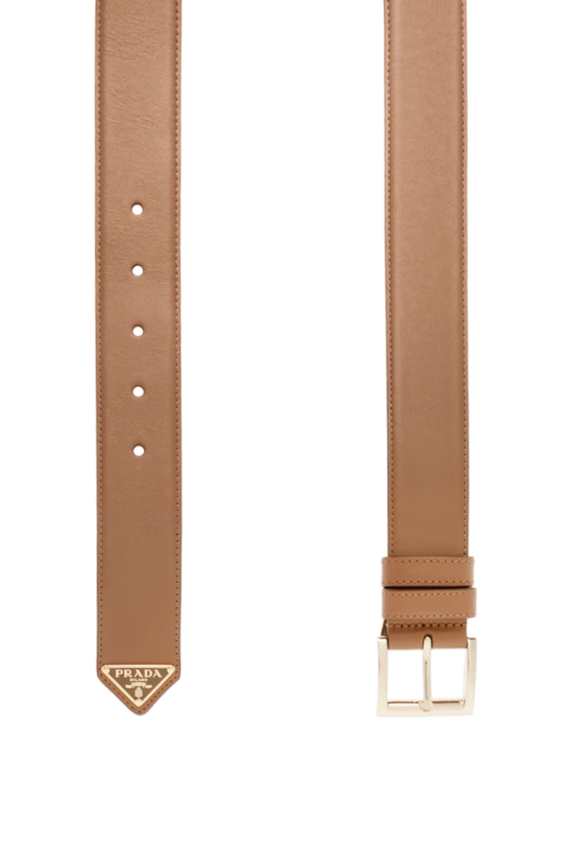 Prada кожаный коричневый ремень женский с логотипом 187342 - фото 3