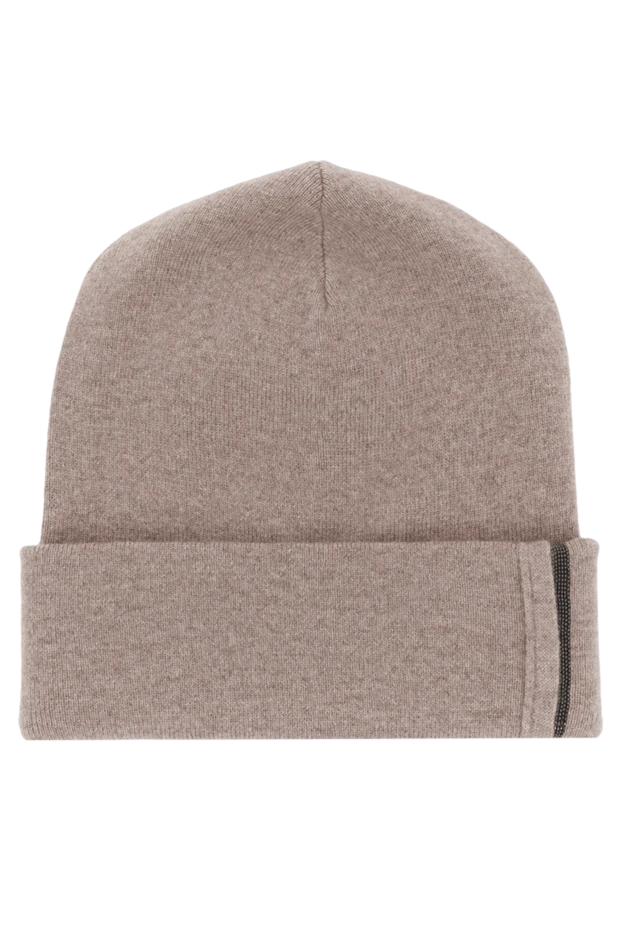 Шапка из кашемирового трикотажа с цепочкой Мониль коричневая - фото 1